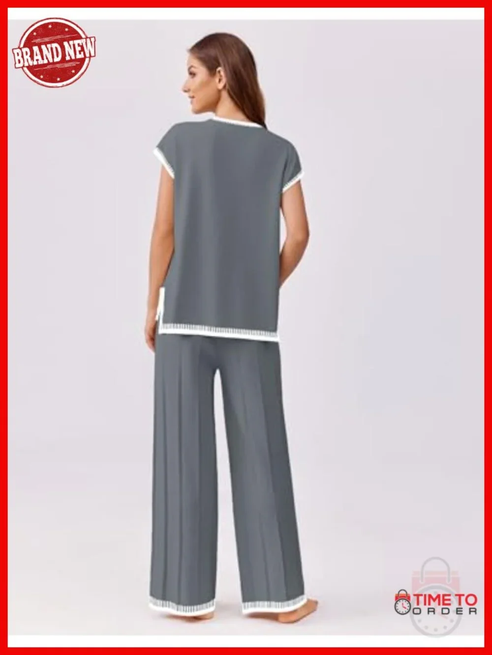 Knit Sweater Lounge Set 2 Piece Outfits Pullover Top Wide Leg Pants Sleeveless